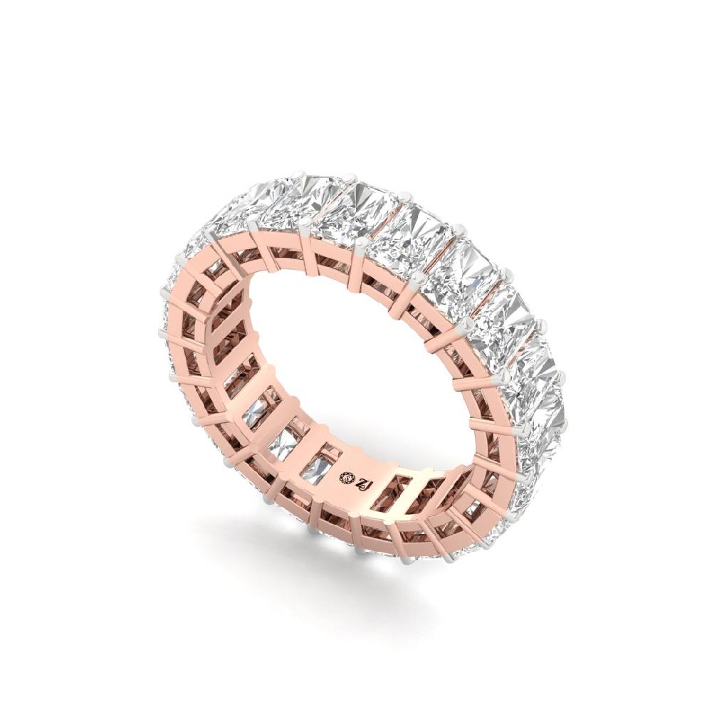 Radiant Cut Lab Grown Diamond Full Eternity Sliver & Gold Ring