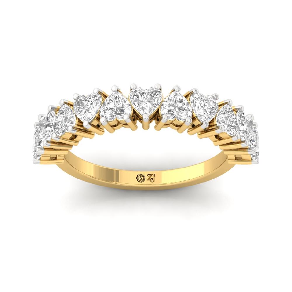 Heart Cut Lab Grown Diamond Half Eternity Sliver & Gold Ring