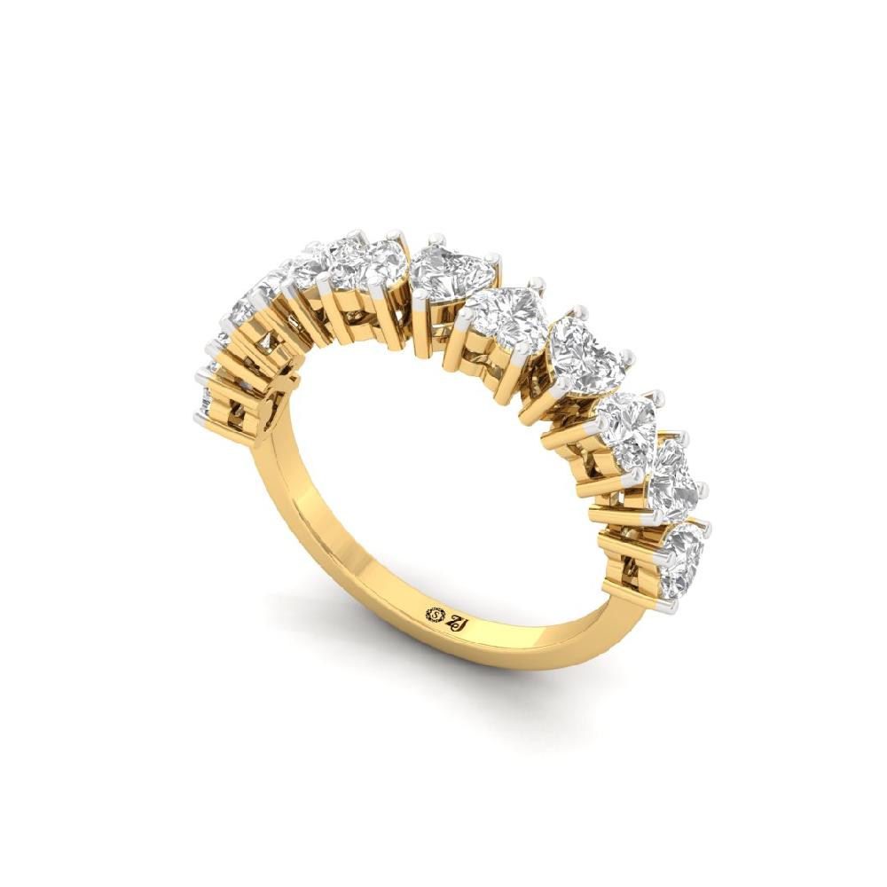 Heart Cut Lab Grown Diamond Half Eternity Sliver & Gold Ring