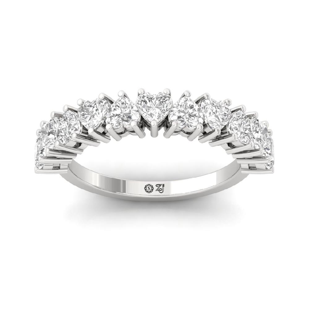 Heart Cut Lab Grown Diamond Half Eternity Sliver & Gold Ring