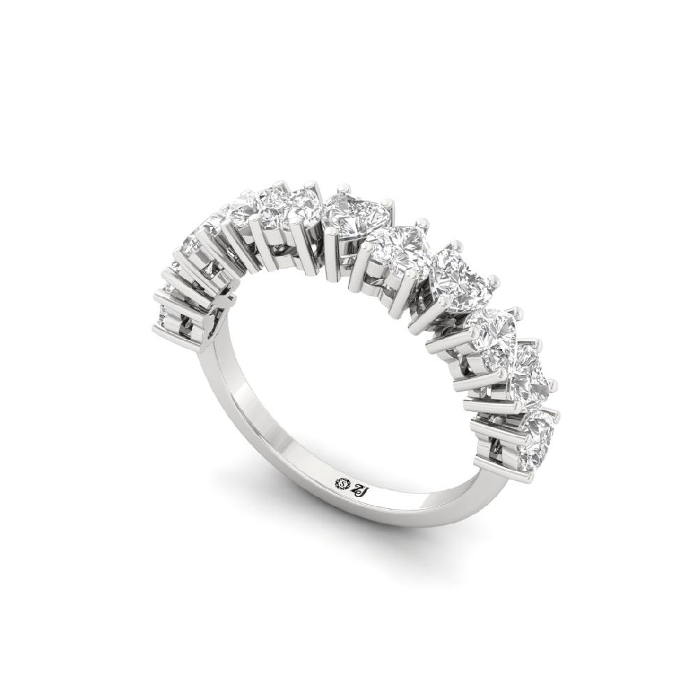 Heart Cut Lab Grown Diamond Half Eternity Sliver & Gold Ring