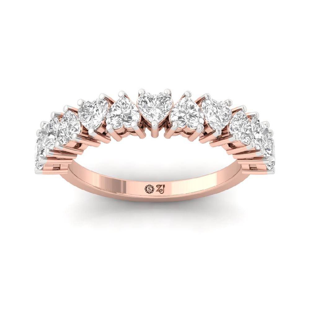 Heart Cut Lab Grown Diamond Half Eternity Sliver & Gold Ring