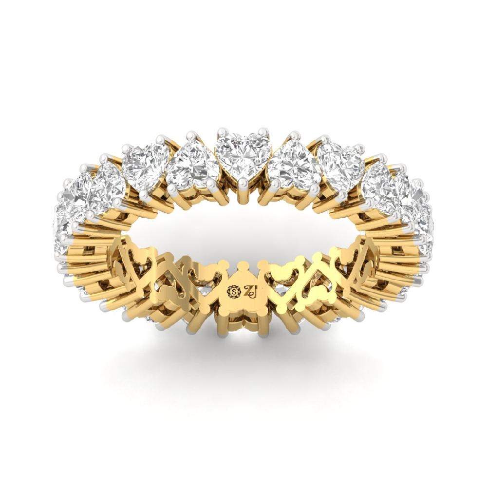 Heart Lab Grown Diamond Full Eternity Sliver & Gold Ring