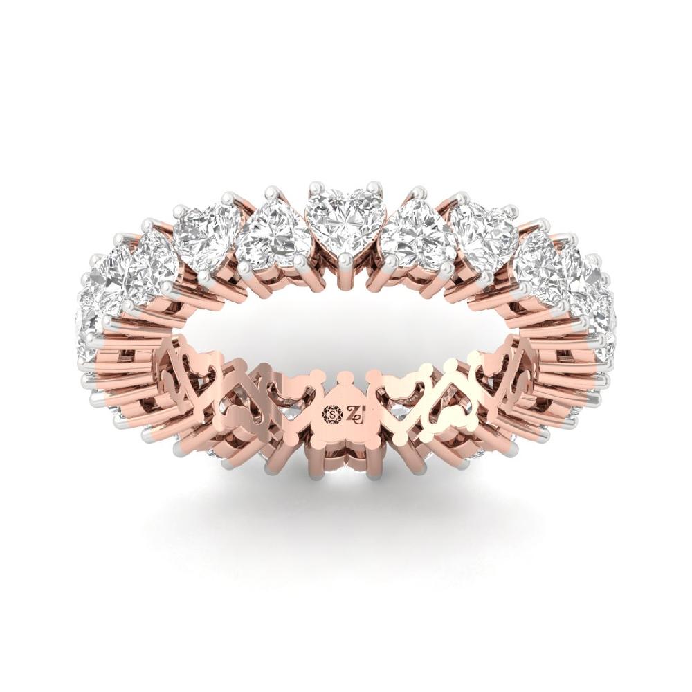 Heart Lab Grown Diamond Full Eternity Sliver & Gold Ring