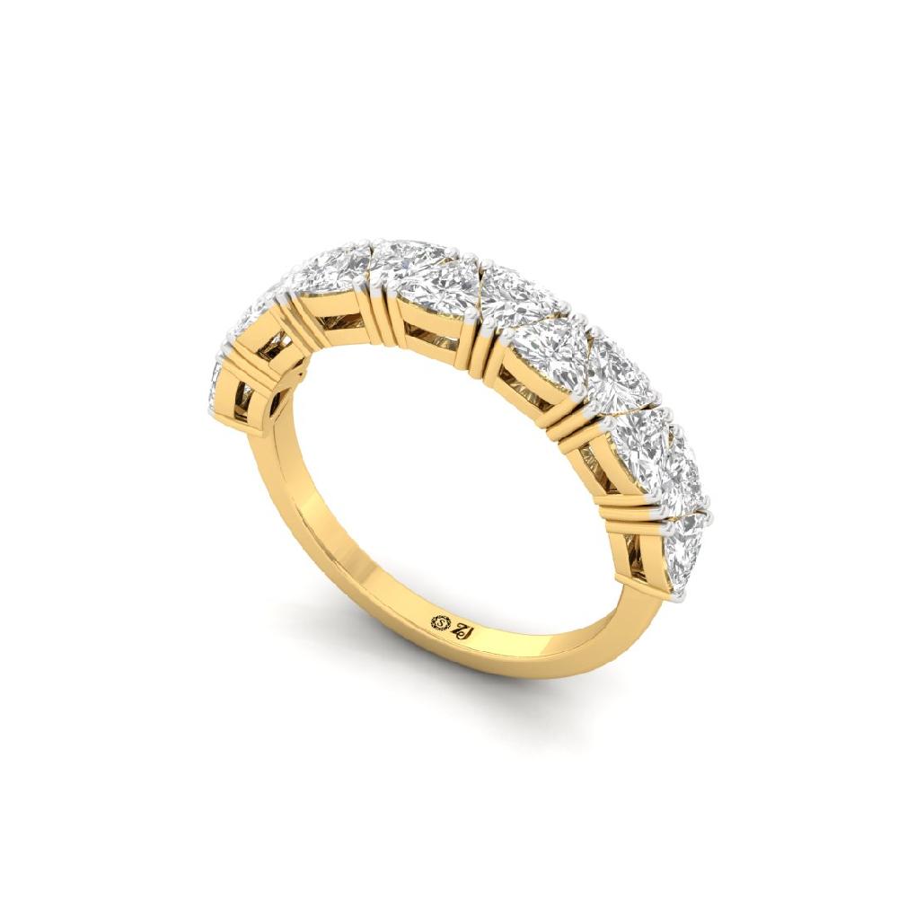 Trillion Lab Grown Diamond Half Eternity Sliver & Gold Ring