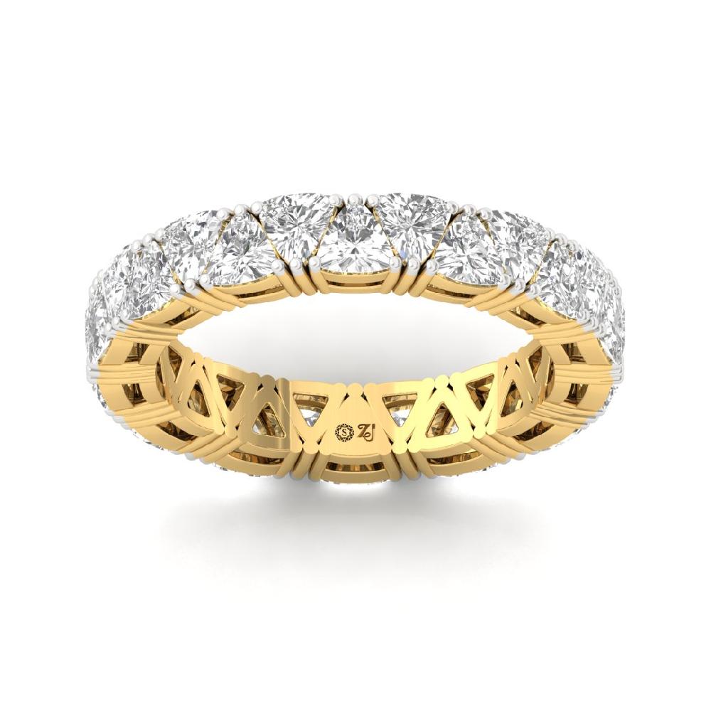 Trillion Cut Lab Grown Diamond Full Eternity Sliver & Gold Ring