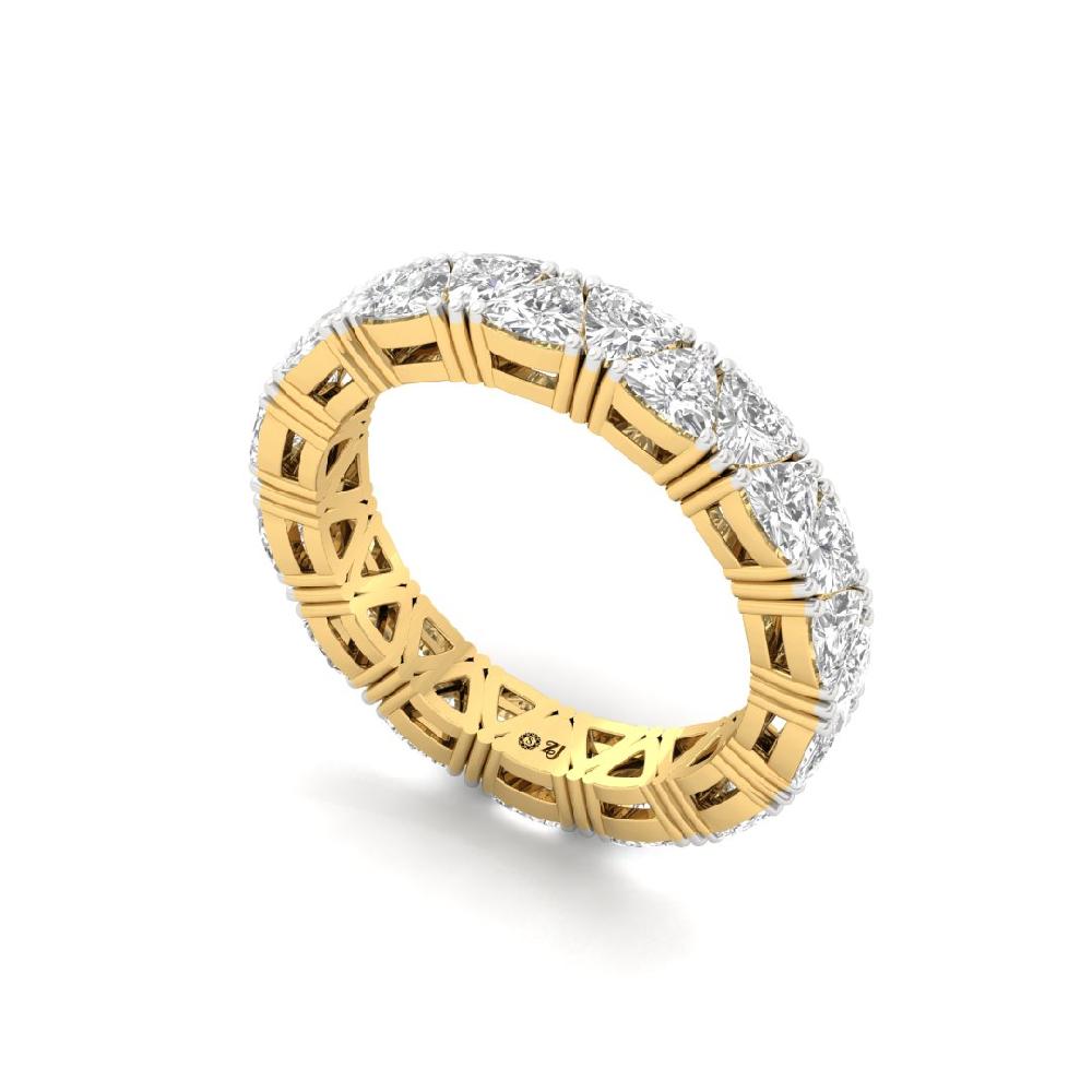 Trillion Cut Lab Grown Diamond Full Eternity Sliver & Gold Ring