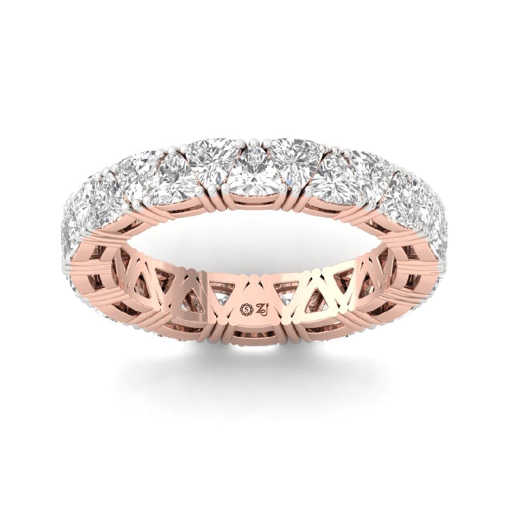 Trillion Cut Lab Grown Diamond Full Eternity Sliver & Gold Ring