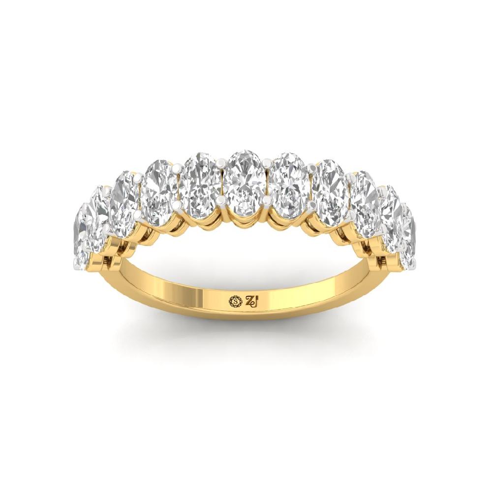 Oval Lab Grown Diamond half eternity sliver & gold Ring