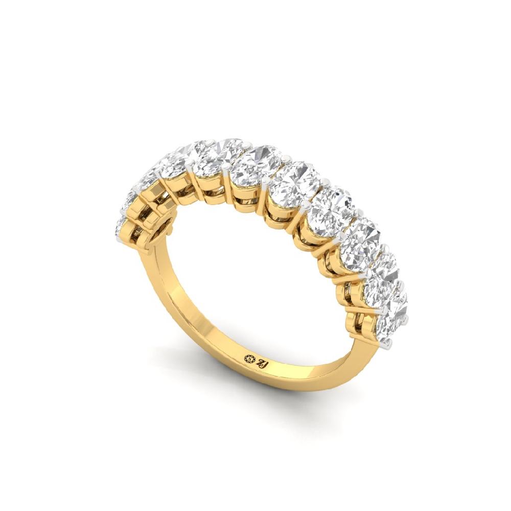 Oval Lab Grown Diamond half eternity sliver & gold Ring