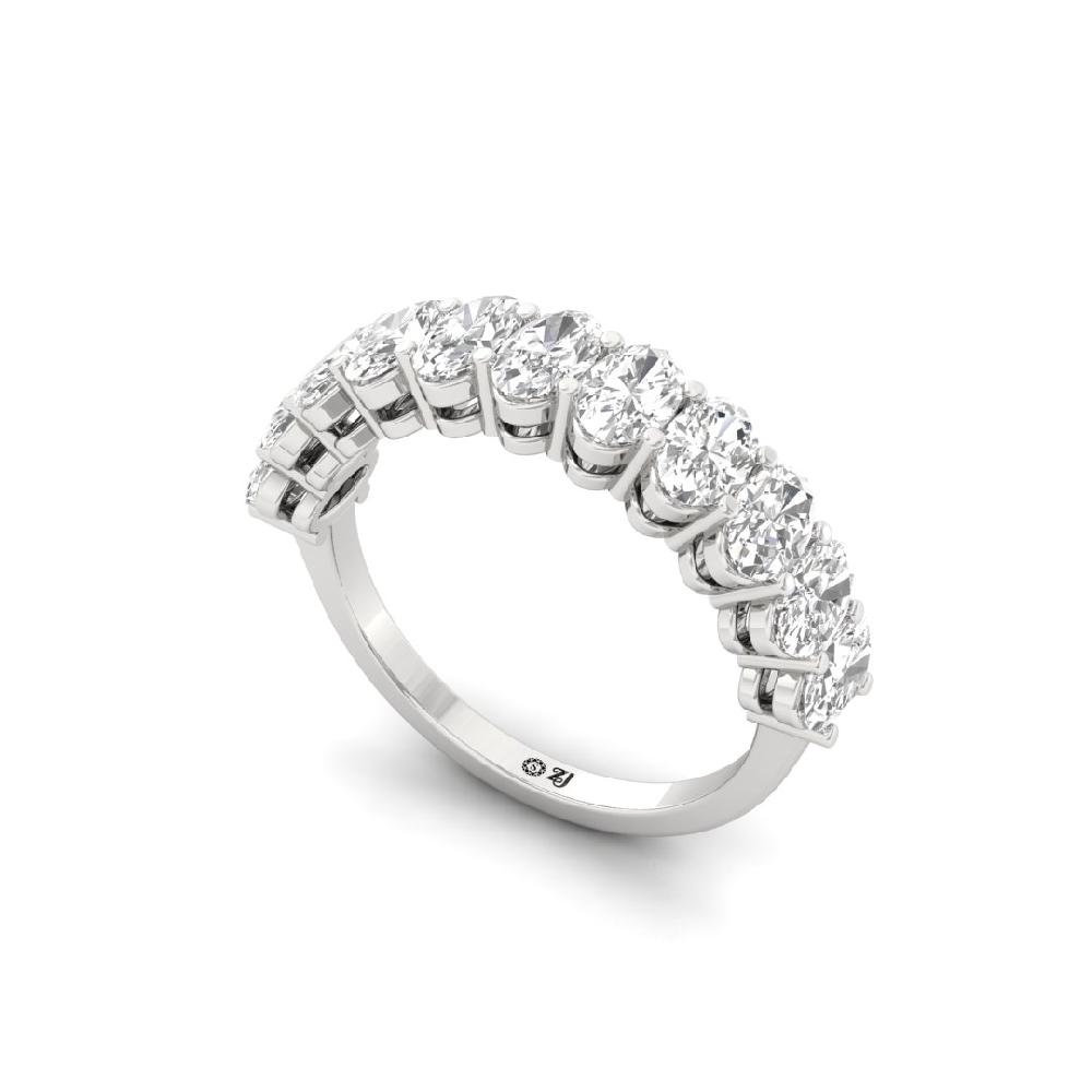 Oval Lab Grown Diamond half eternity sliver & gold Ring