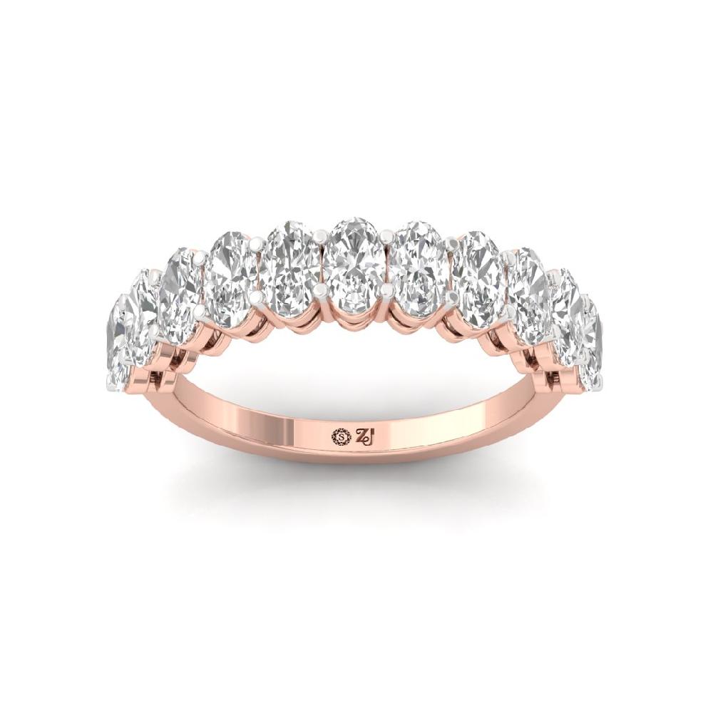 Oval Lab Grown Diamond half eternity sliver & gold Ring