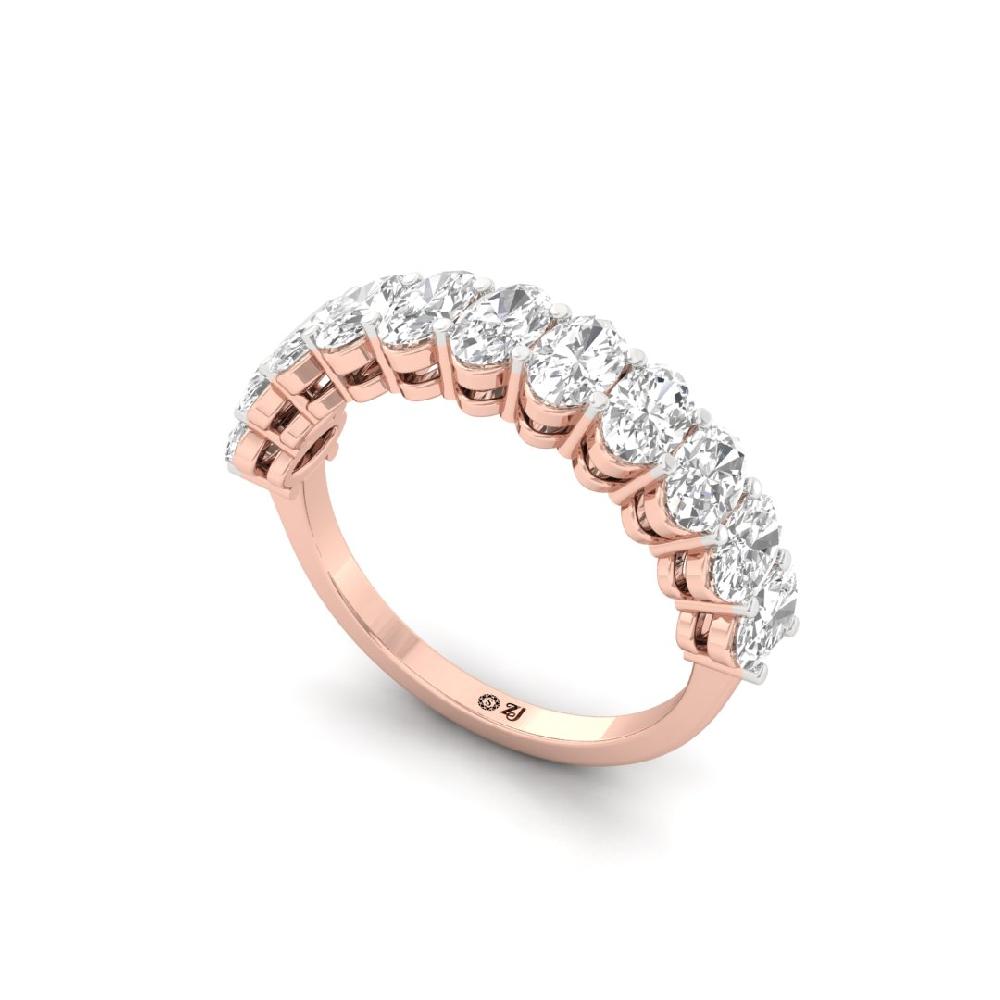 Oval Lab Grown Diamond half eternity sliver & gold Ring