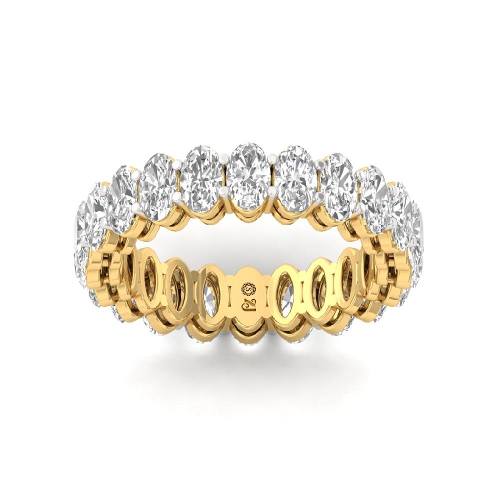 Oval Lab Grown Diamond Full eternity sliver & gold Ring
