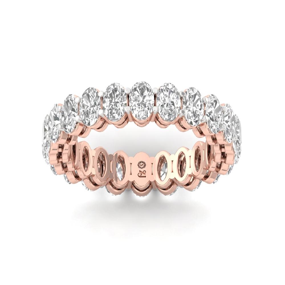 Oval Lab Grown Diamond Full eternity sliver & gold Ring