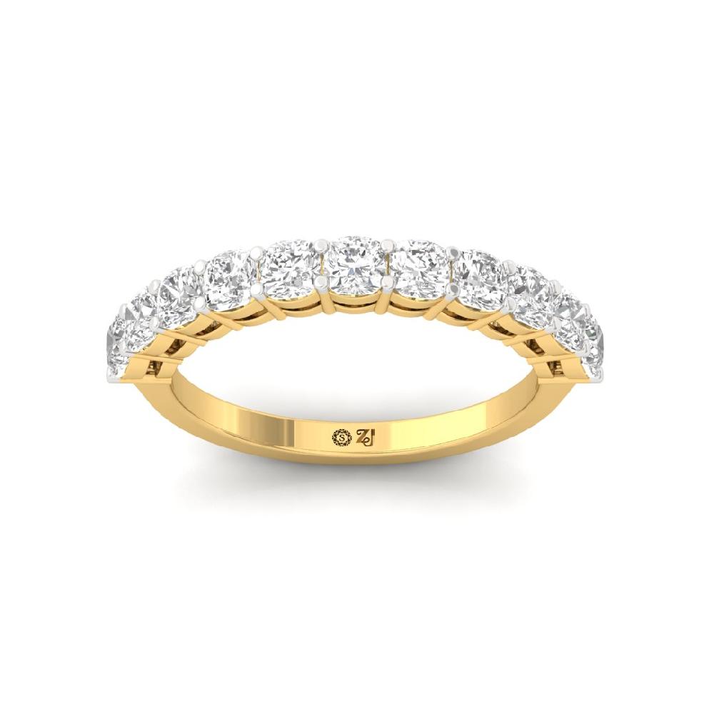 Cushion Lab Grown Diamond Half Eternity Sliver & Gold Ring