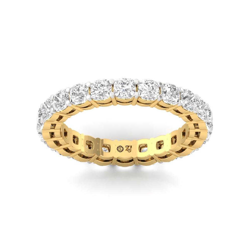 Cushion Lab Grown Diamond full eternity sliver & gold Ring