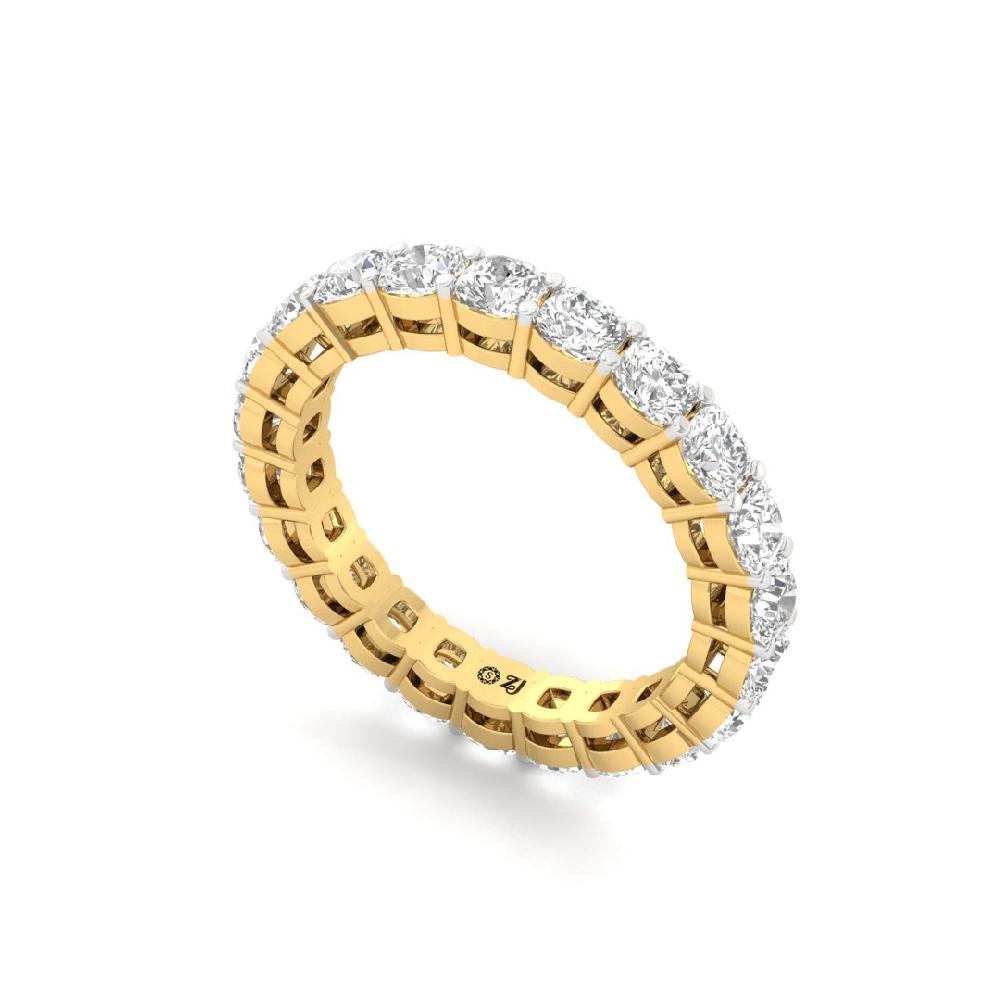 Cushion Lab Grown Diamond full eternity sliver & gold Ring