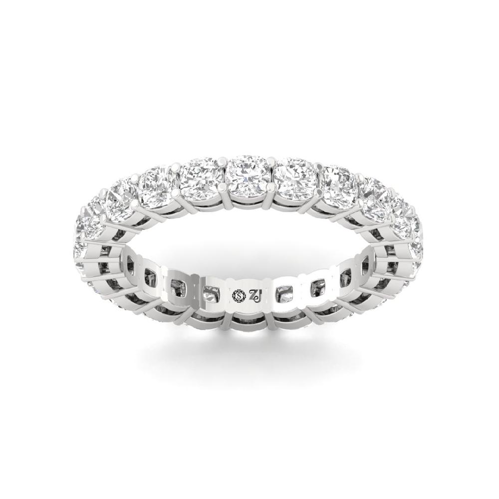Cushion Lab Grown Diamond full eternity sliver & gold Ring