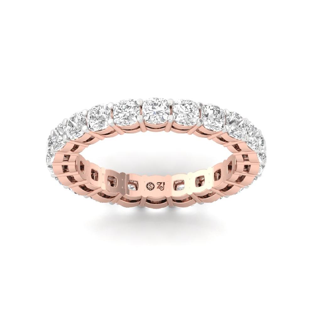Cushion Lab Grown Diamond full eternity sliver & gold Ring