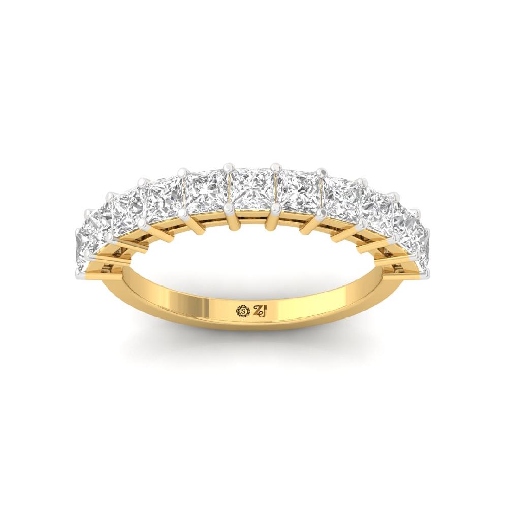 Princess Lab Grown Diamond half eternity sliver & gold Ring