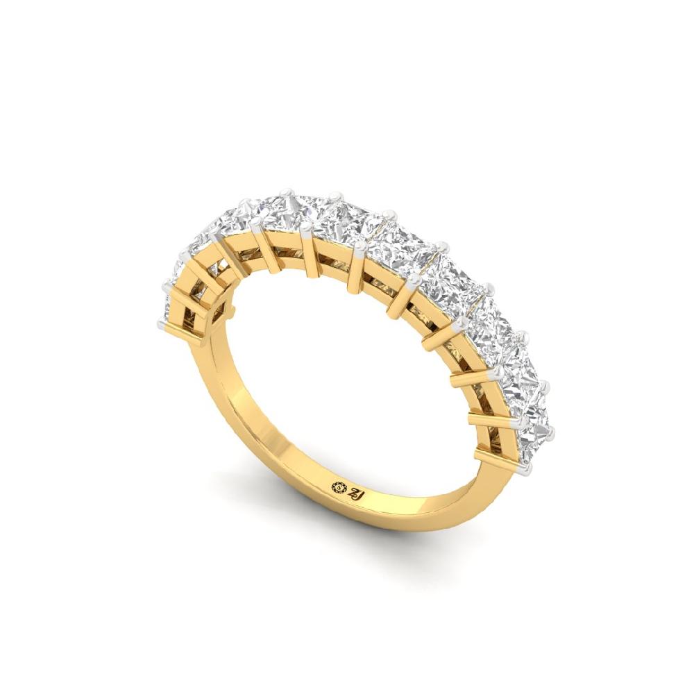 Princess Lab Grown Diamond half eternity sliver & gold Ring
