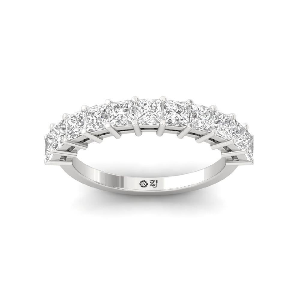 Princess Lab Grown Diamond half eternity sliver & gold Ring