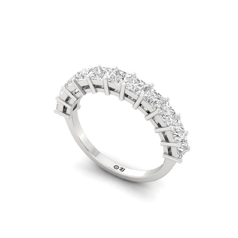 Princess Lab Grown Diamond half eternity sliver & gold Ring
