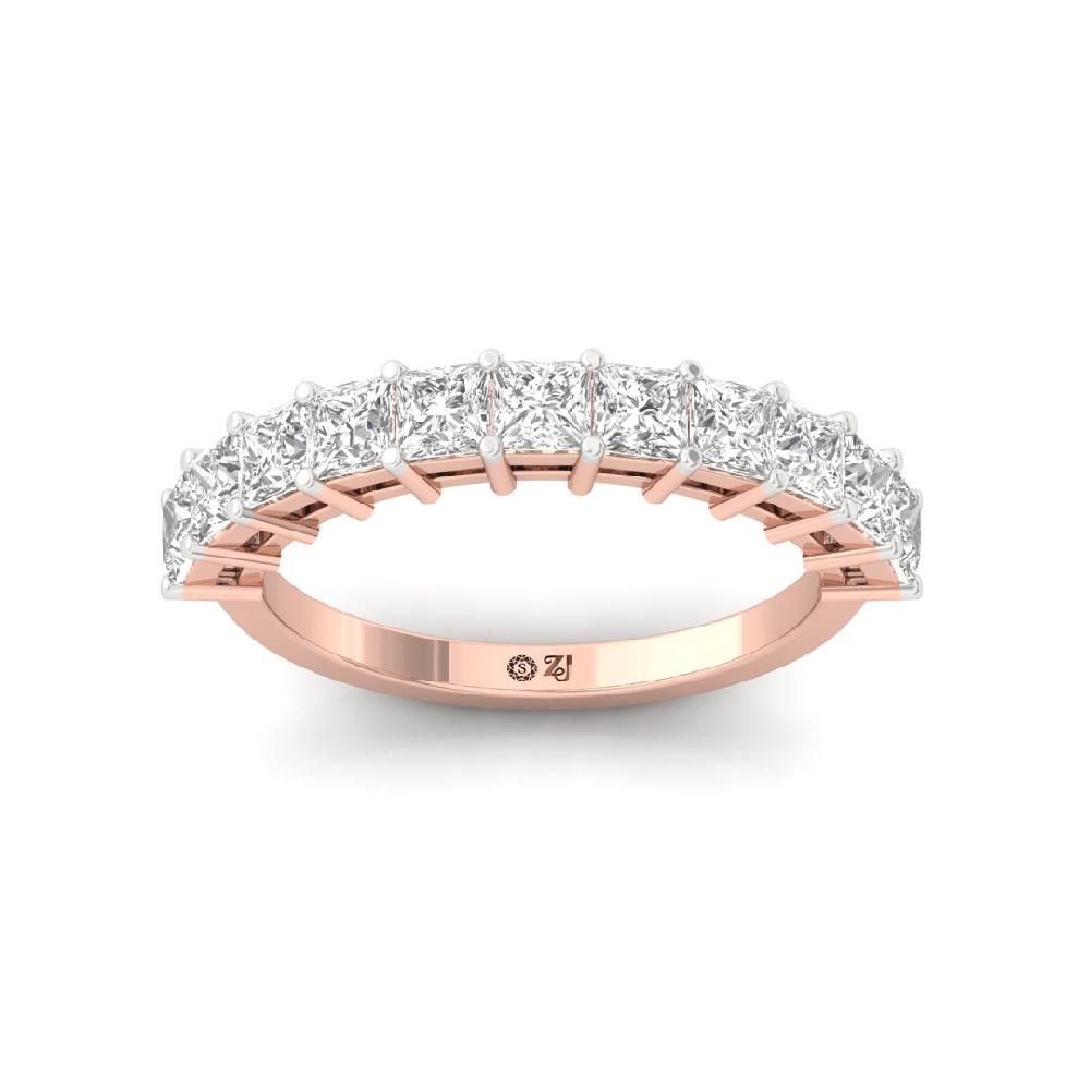 Princess Lab Grown Diamond half eternity sliver & gold Ring