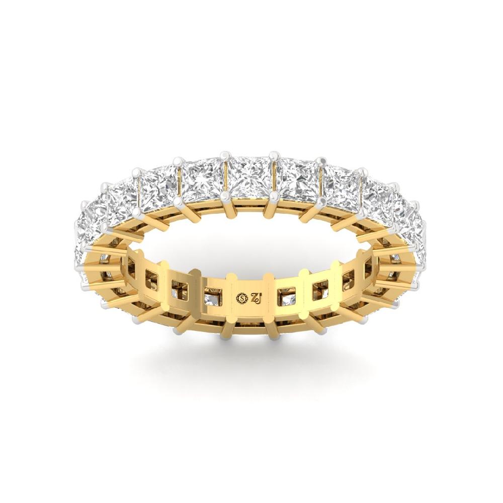 Princess Lab Grown Diamond Full Eternity Sliver & Gold Ring