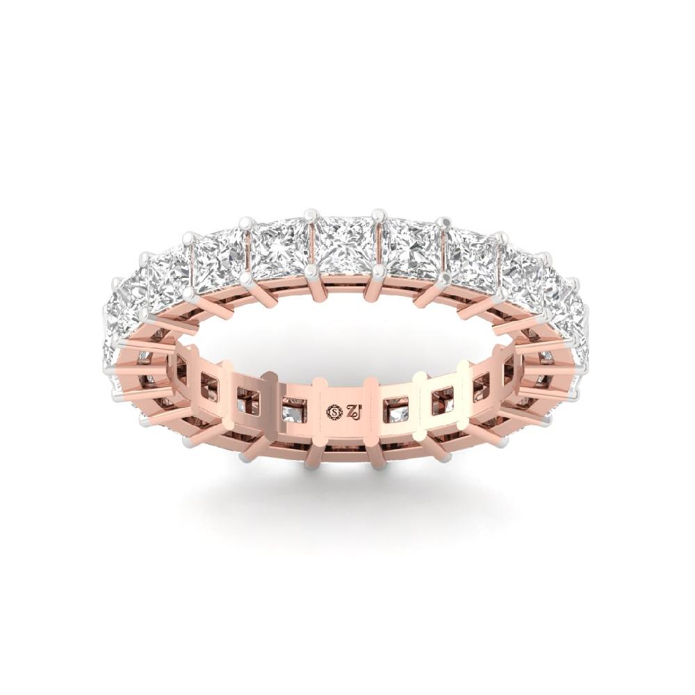 Princess Lab Grown Diamond Full Eternity Sliver & Gold Ring