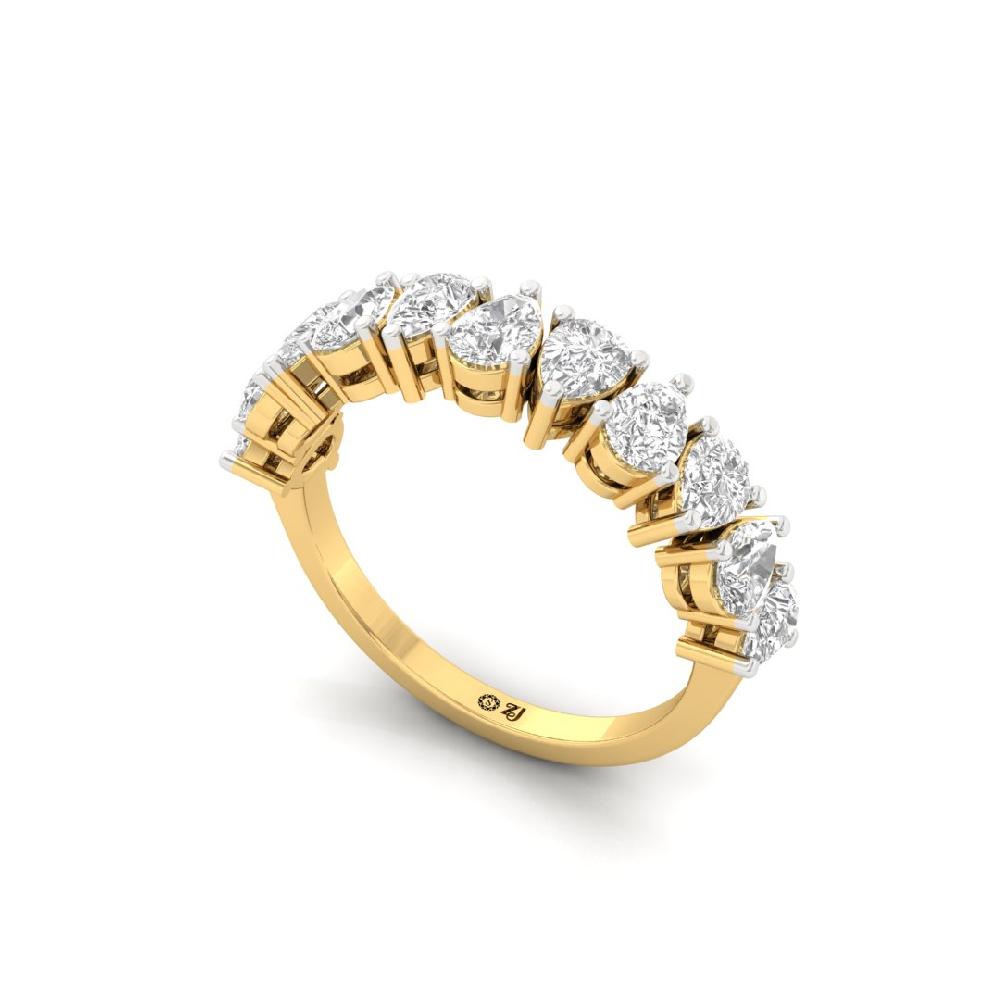 Pear Cut Lab Grown Diamond Half Eternity Sliver & Gold Ring