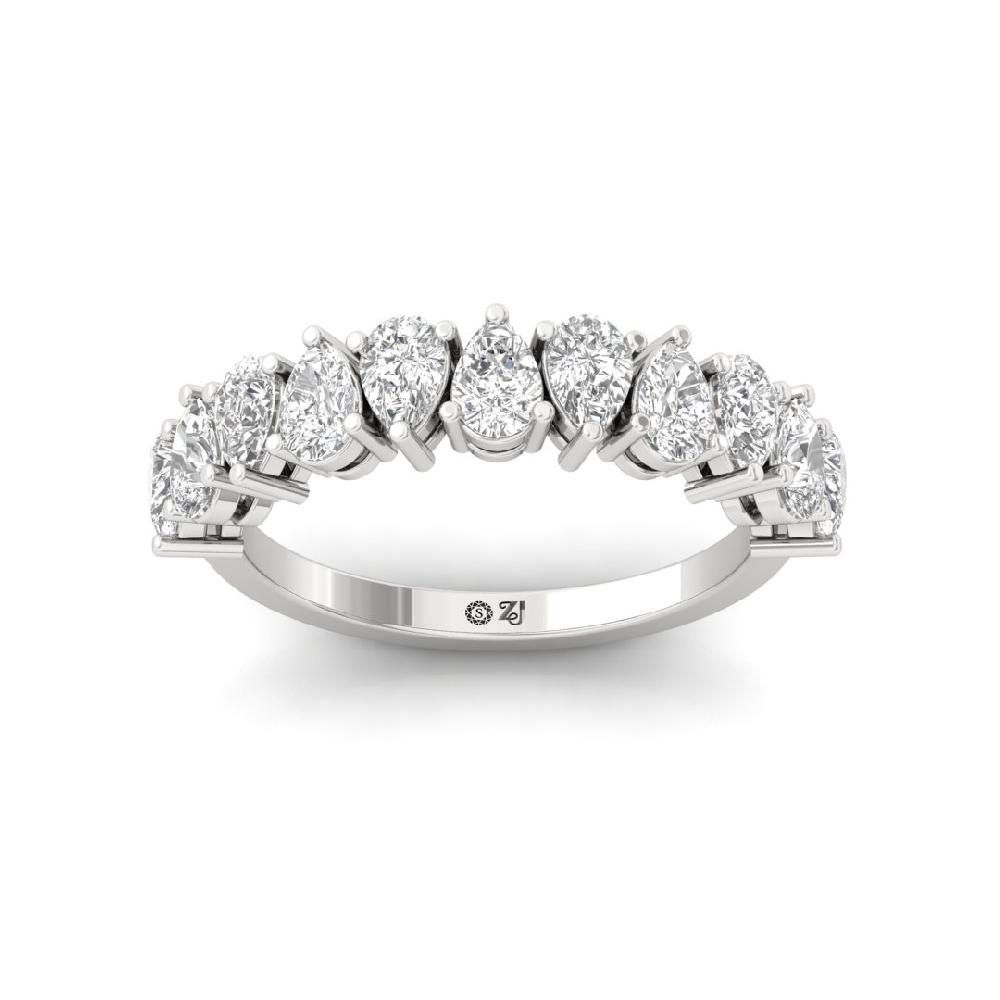Pear Cut cvd Lab Grown Diamond Half Eternity Sliver & Gold Ring