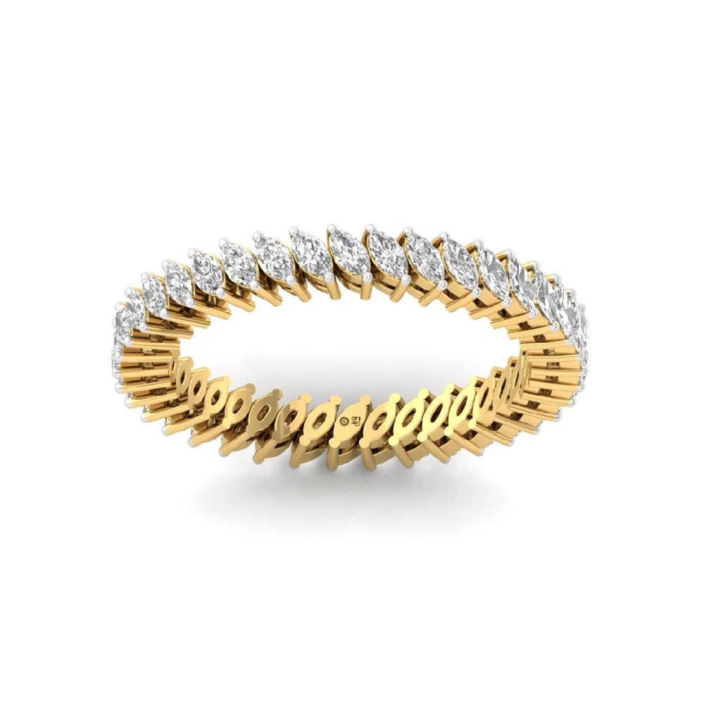 Marquise Cut Lab Grown Diamond Full Eternity Sliver & Gold Ring