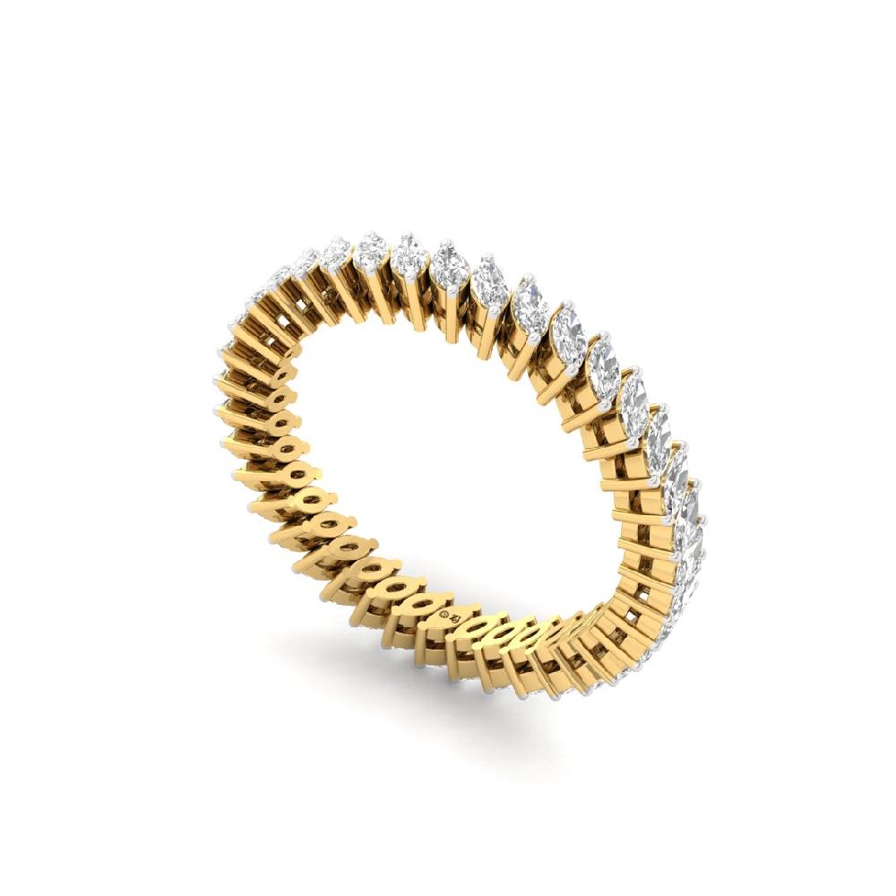 Marquise Cut Lab Grown Diamond Full Eternity Sliver & Gold Ring