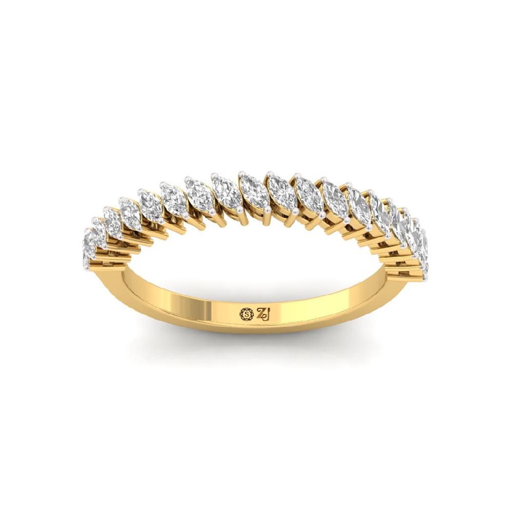 Marquise Lab Grown Diamond Half Eternity Sliver & Gold Ring