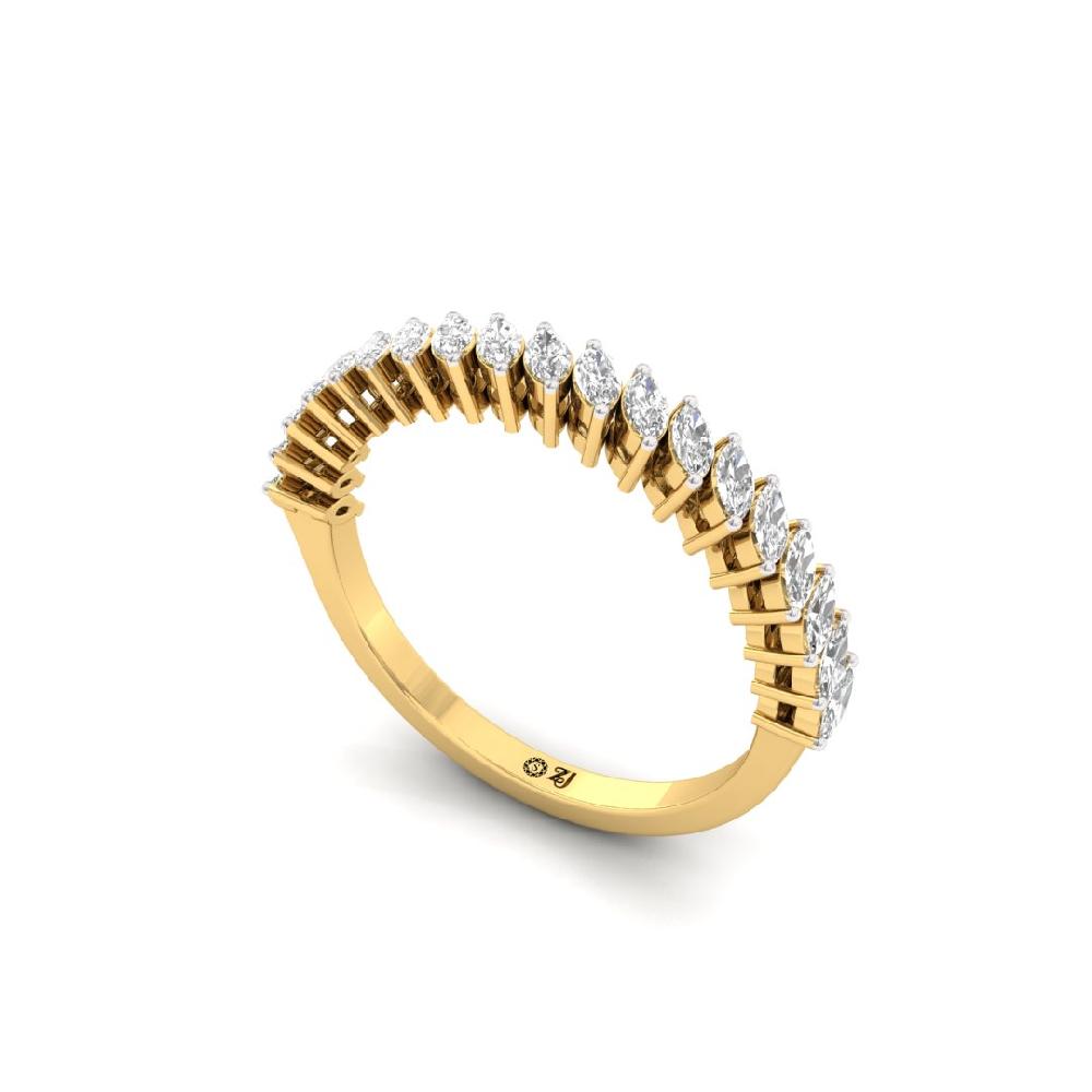 Marquise Lab Grown Diamond Half Eternity Sliver & Gold Ring