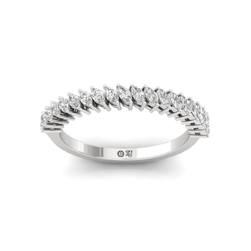 Marquise Lab Grown Diamond Half Eternity Sliver & Gold Ring