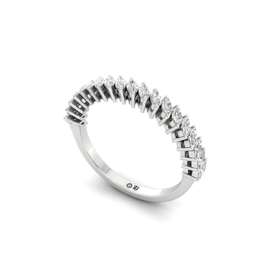 Marquise Lab Grown Diamond Half Eternity Sliver & Gold Ring