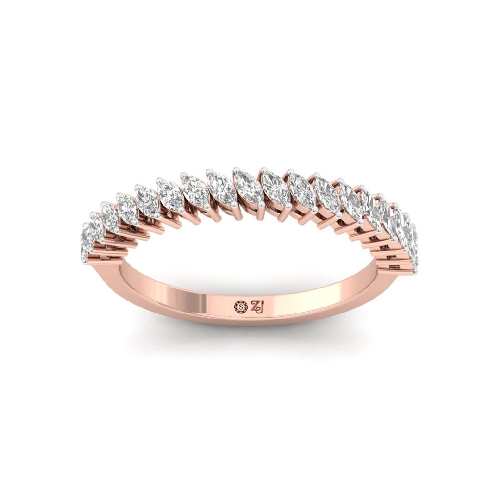 Marquise Lab Grown Diamond Half Eternity Sliver & Gold Ring