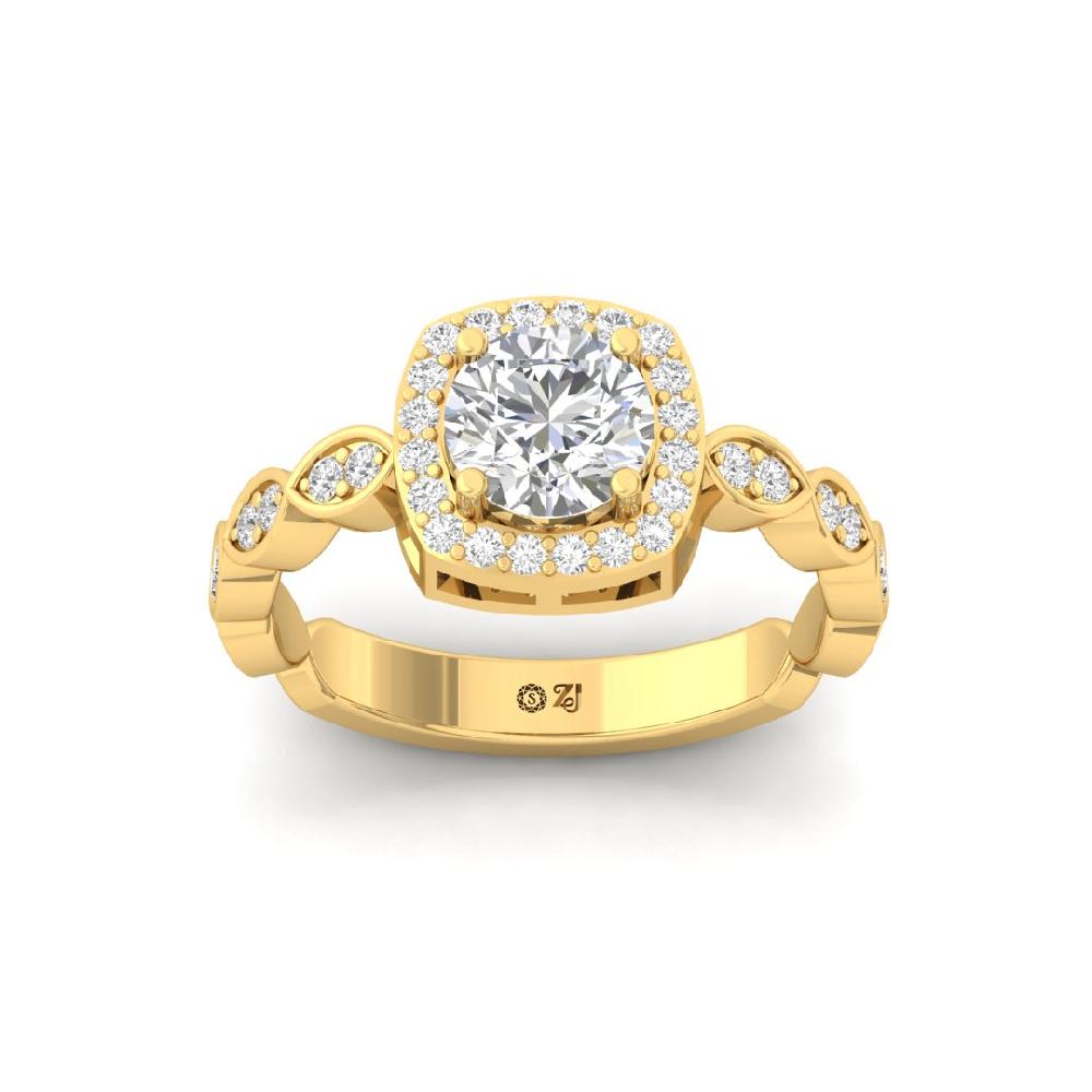 Elegant Round CVD Diamond Solitaire Halo Ring