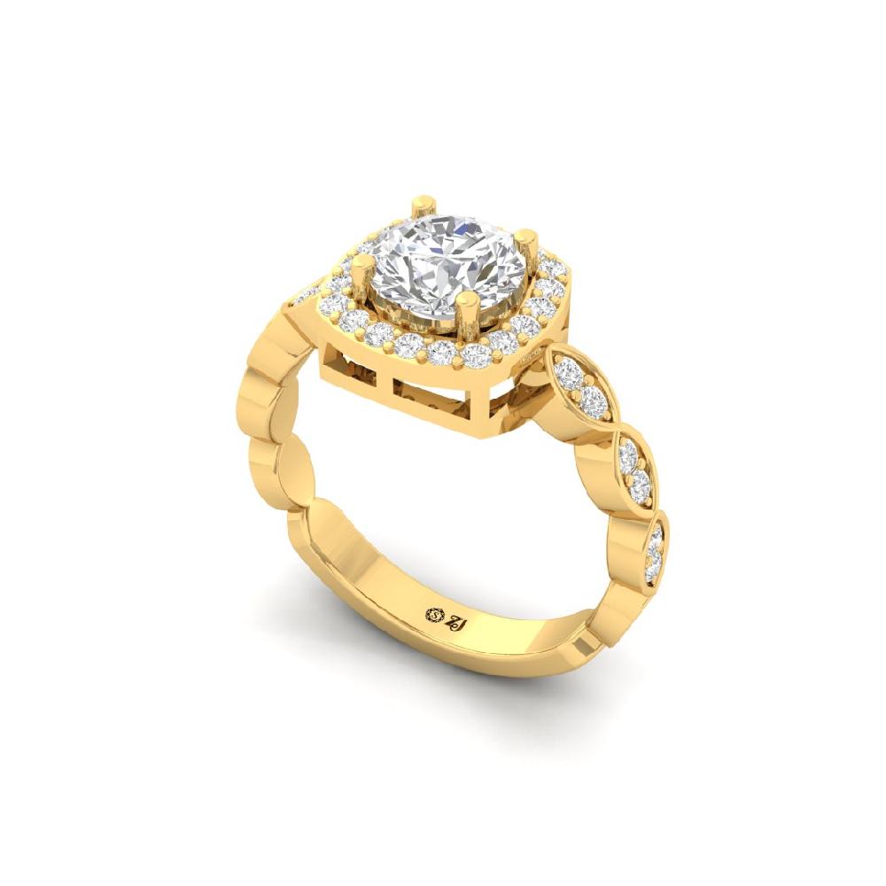 Elegant Round CVD Diamond Solitaire Halo Ring