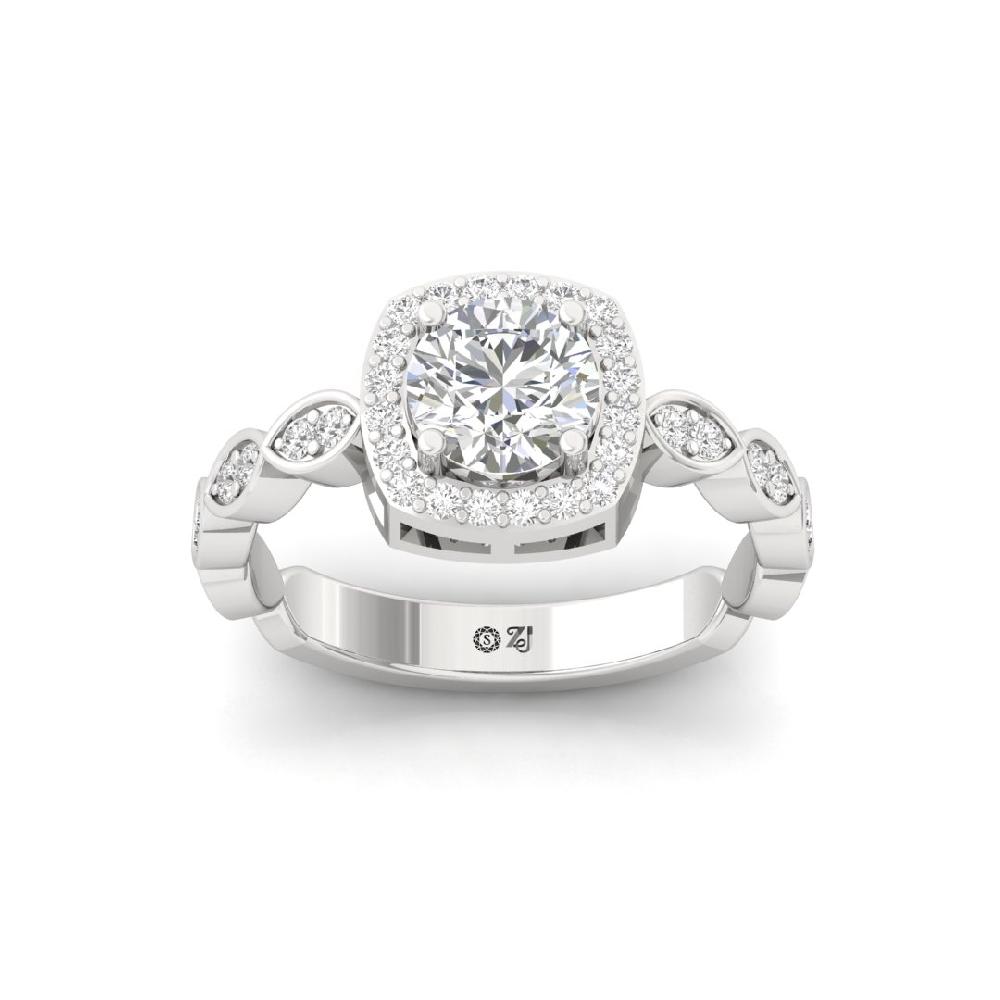 Elegant Round CVD Diamond Solitaire Halo Ring