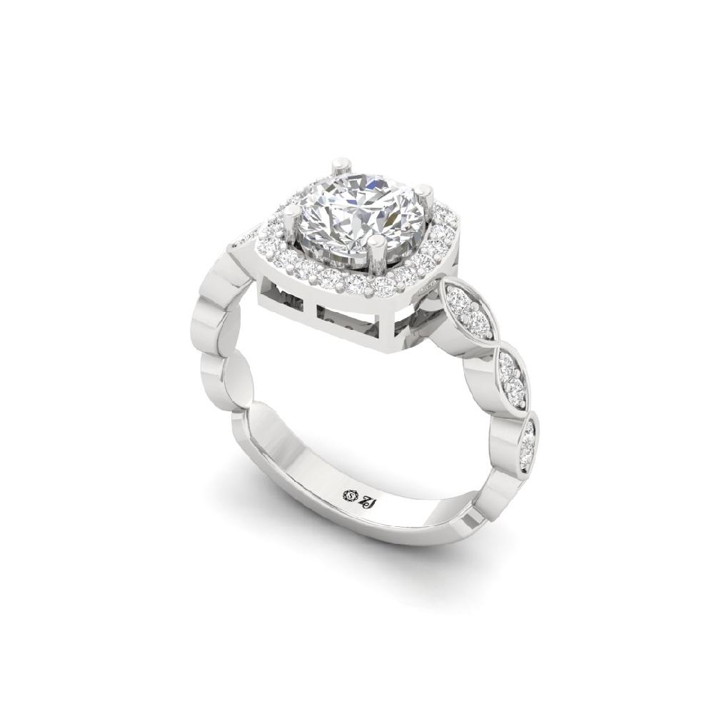 Elegant Round CVD Diamond Solitaire Halo Ring