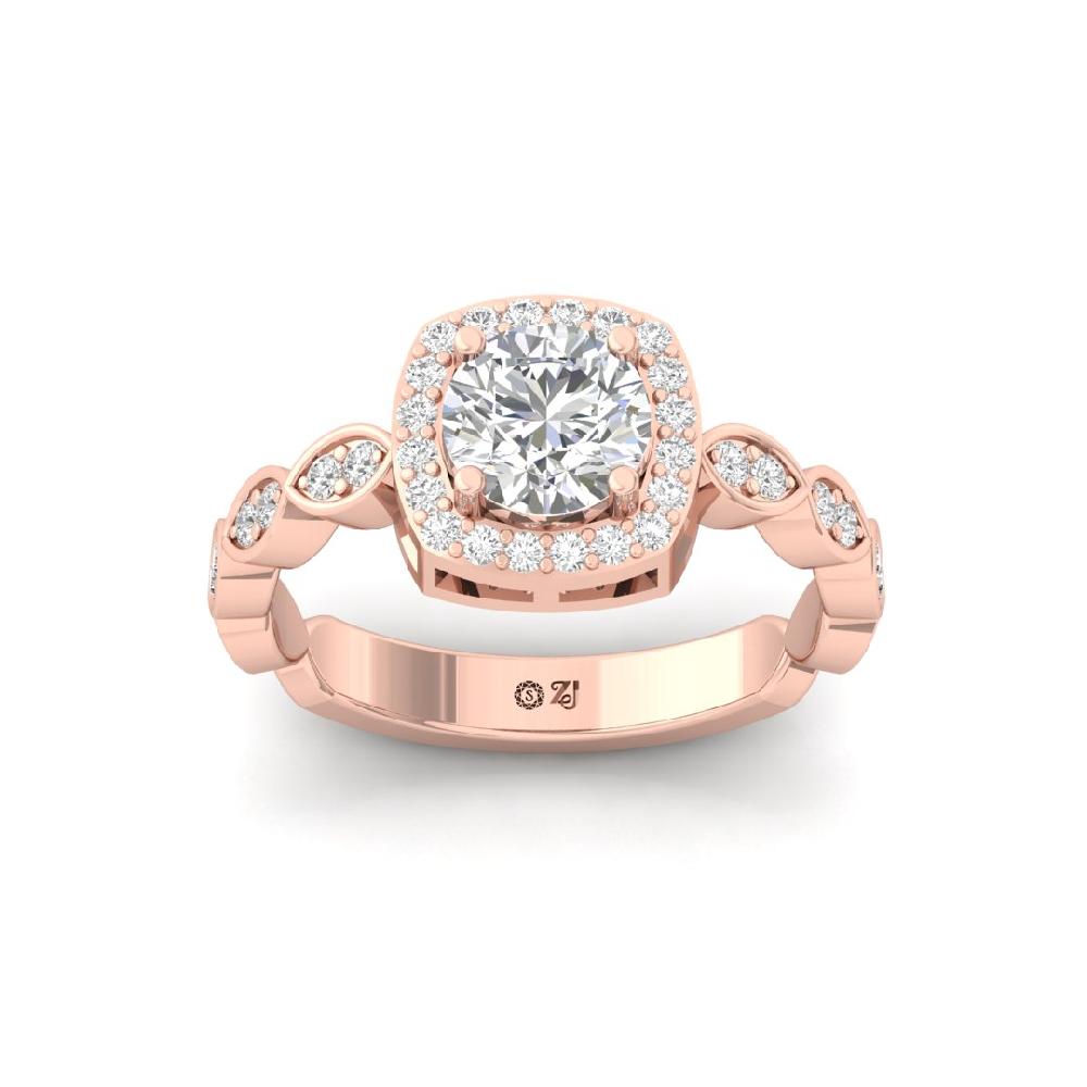 Elegant Round CVD Diamond Solitaire Halo Ring