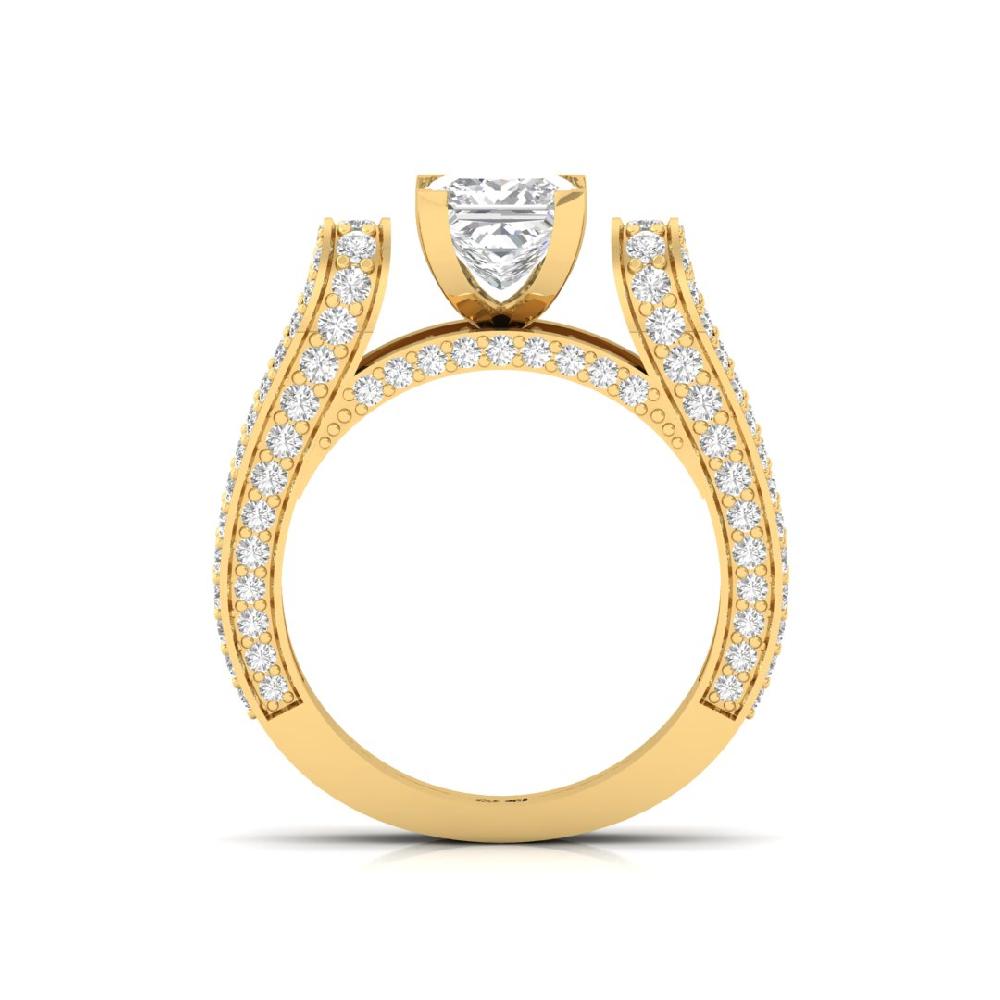 Princess Cut & Round CVD Diamond Solitaire Ring