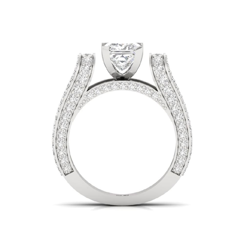 Princess Cut & Round CVD Diamond Solitaire Ring