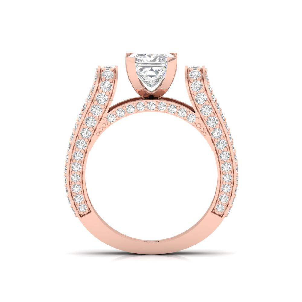 Princess Cut & Round CVD Diamond Solitaire Ring