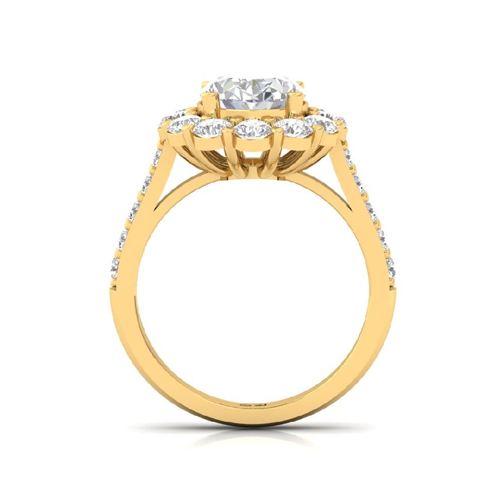 Oval & Round Lab grown Solitaire Diamond sliver & Gold Ring