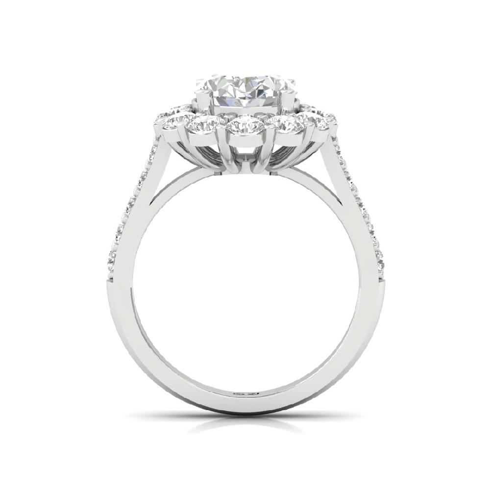 Oval & Round Lab grown Solitaire Diamond sliver & Gold Ring